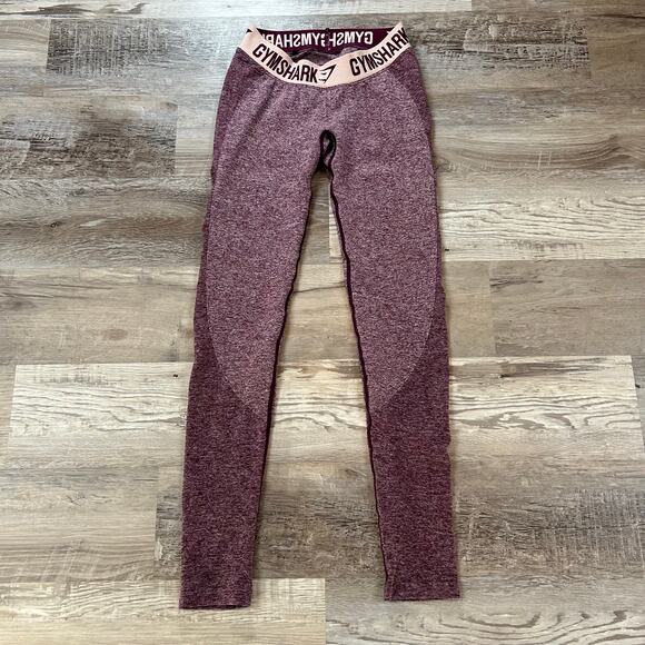 Gymshark Seamless Leggings Burgundy Pink Logo Waistband | Possibly Size S - Picture 3 of 6
